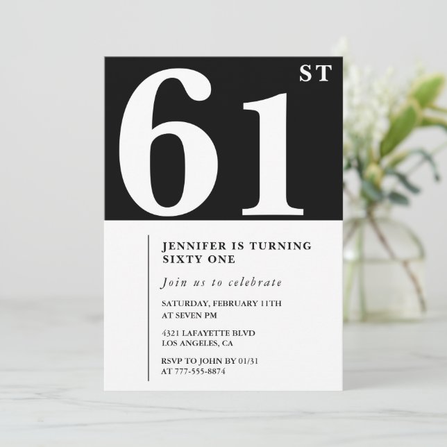Invitation élégante pour les 61 ans d'une femme Ch (Debout devant)