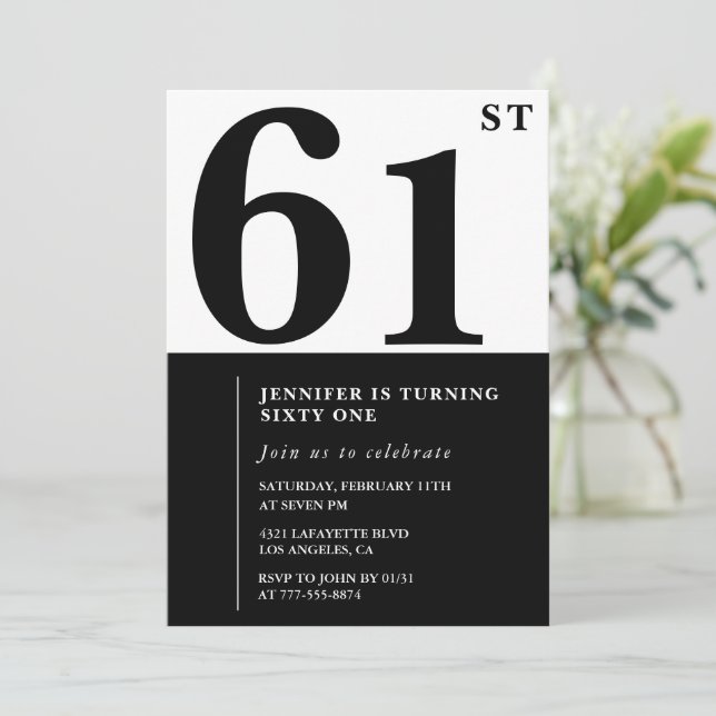 Invitation élégante pour les 61 ans d'une femme No (Debout devant)