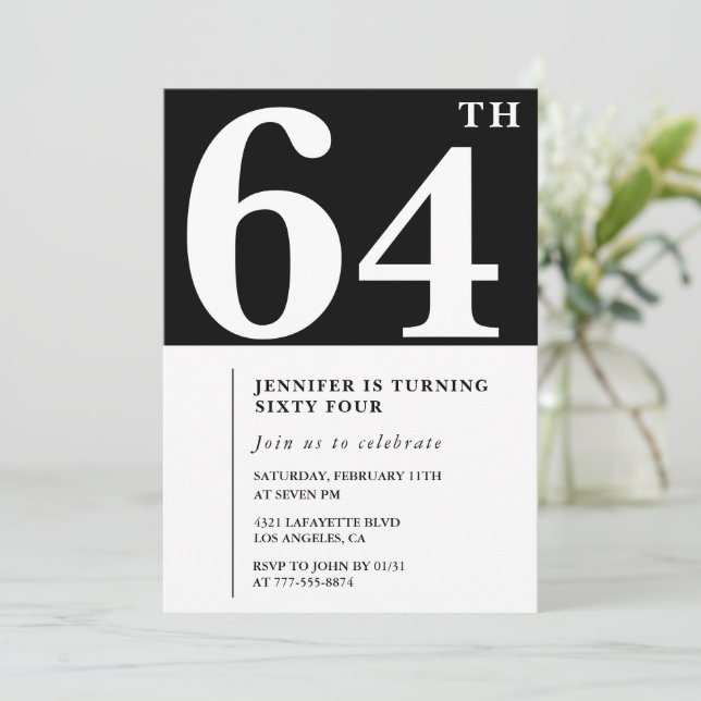 Invitation élégante pour les 64 ans d'une femme Ch (Debout devant)