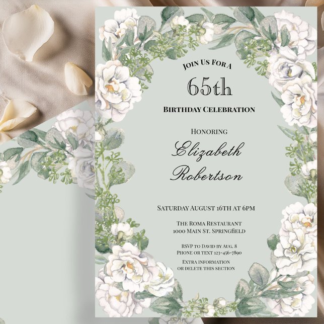 Invitation élégante pour les 65 ans d'une femme av (Créateur téléchargé)