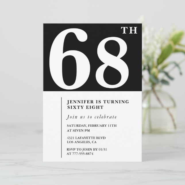 Invitation élégante pour les 68 ans d'une femme Ch (Debout devant)