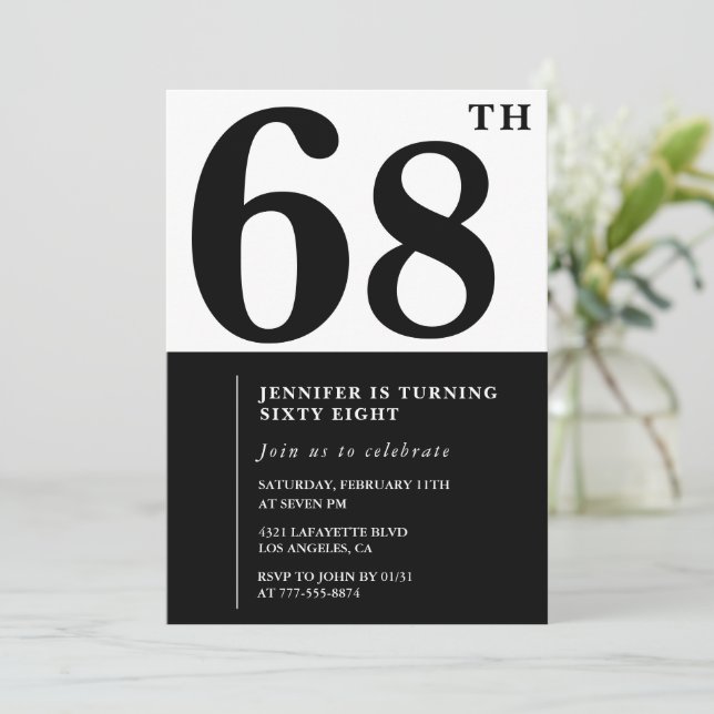 Invitation élégante pour les 68 ans d'une femme No (Debout devant)