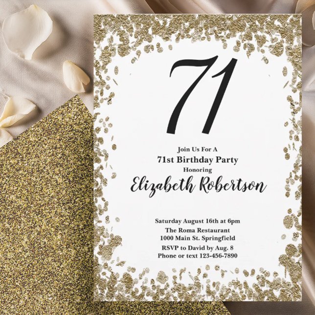 Invitation élégante pour les 71 ans avec paillette (Créateur téléchargé)