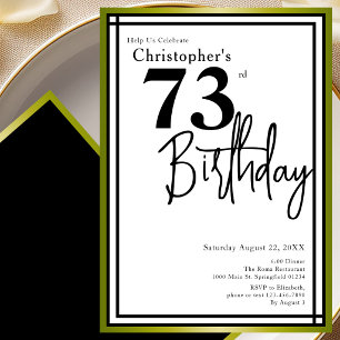 Invitation élégante pour les 73 ans avec noir et o