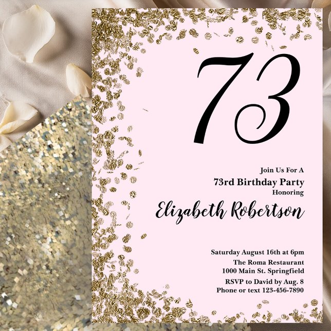 Invitation élégante pour les 73 ans avec sequins r (Créateur téléchargé)