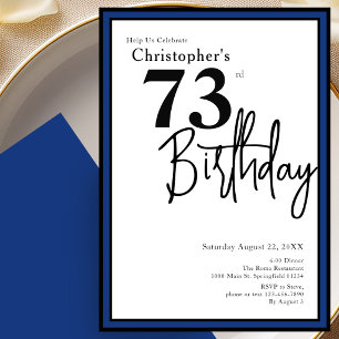 Invitation élégante pour les 73 ans en noir et ble