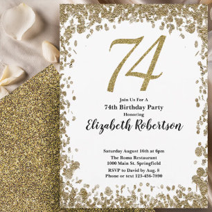 Invitation élégante pour les 74 ans avec paillette