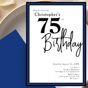 Invitation élégante pour les 75 ans avec du noir e