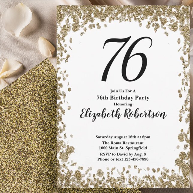 Invitation élégante pour les 76 ans avec paillette (Créateur téléchargé)