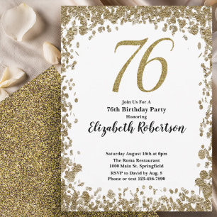 Invitation élégante pour les 76 ans avec paillette