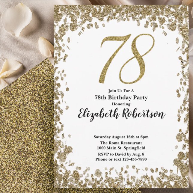 Invitation élégante pour les 78 ans avec paillette (Créateur téléchargé)