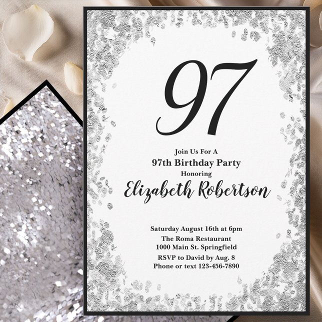 Invitation élégante pour les 97 ans Argent et Noir (Créateur téléchargé)
