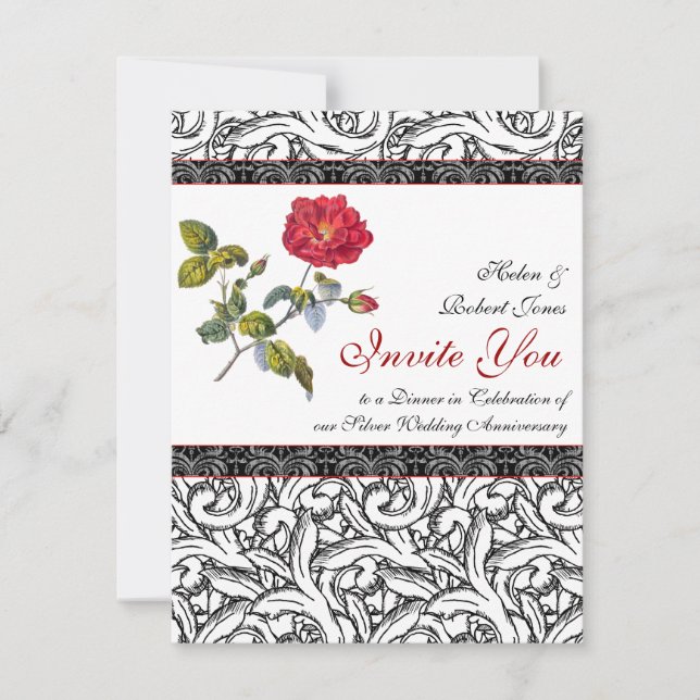 Invitation élégante pour les noces d'argent (Devant)