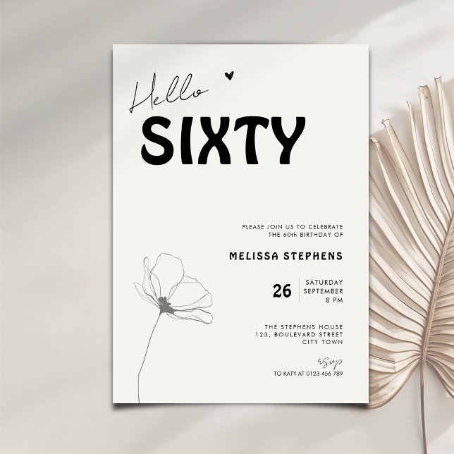 Invitation élégante pour les soixante ans en typog (Créateur téléchargé)