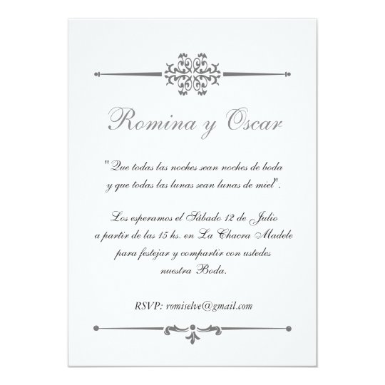 Invitation Elegante Pour Mariages En Espagnol Zazzle Fr