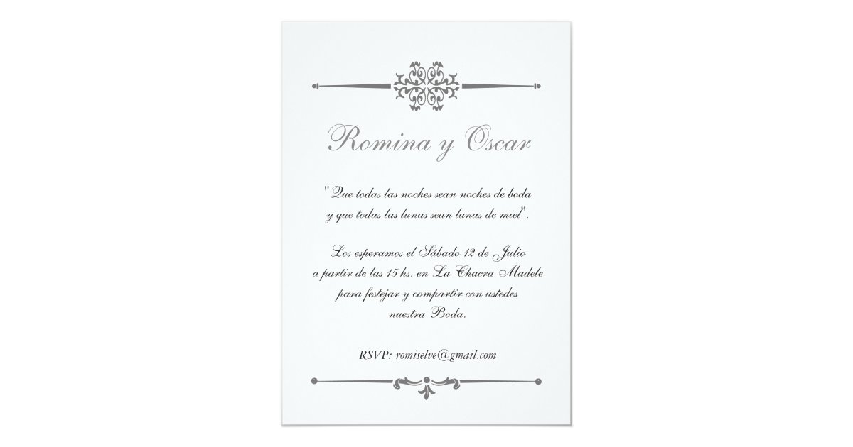 Invitation Elegante Pour Mariages En Espagnol Zazzle Fr