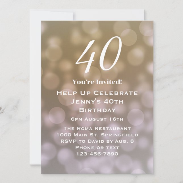 Invitation élégante pour ses 40 ans  (Devant)