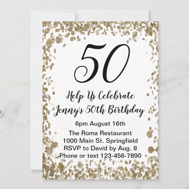 Invitation élégante pour ses 50 ans en or (Devant)