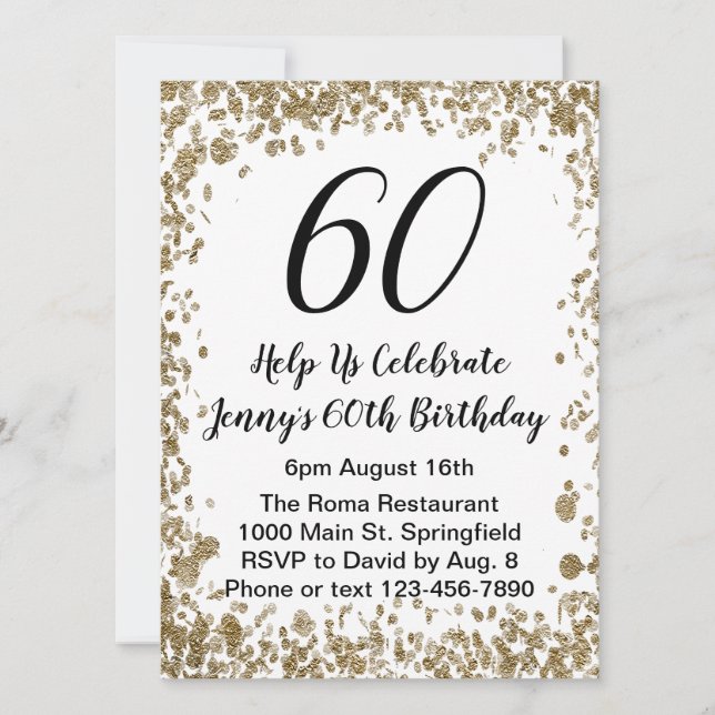 Invitation élégante pour ses 60 ans en or (Devant)