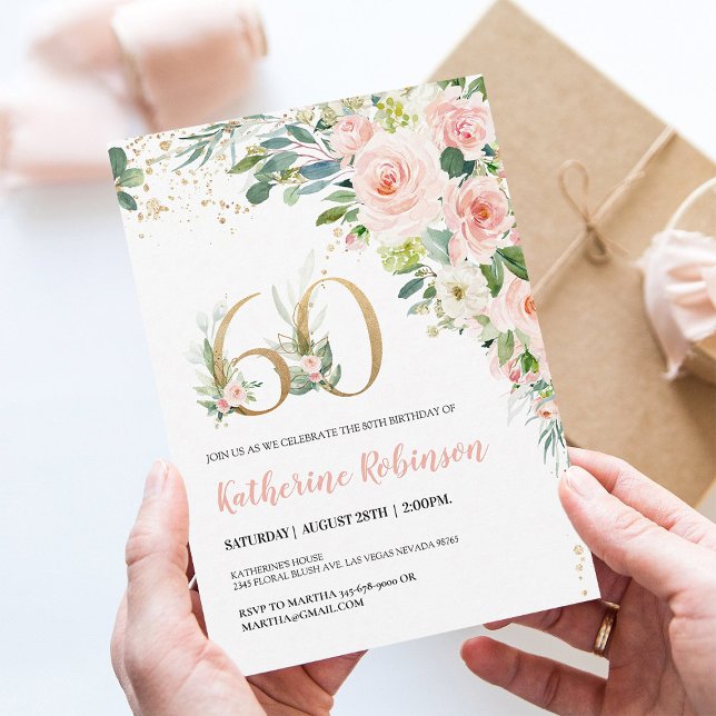 Invitation élégante pour ses 60 ans Fleurs pour El (Créateur téléchargé)
