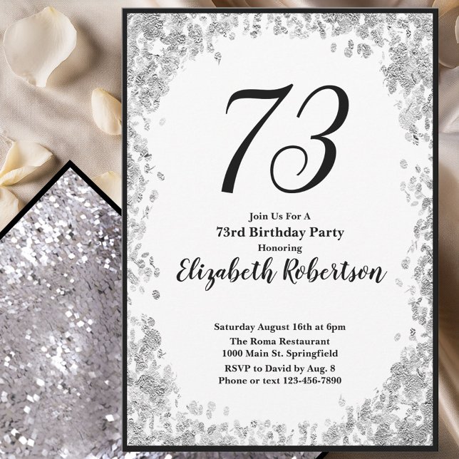 Invitation élégante pour ses 73 ans en argent (Créateur téléchargé)