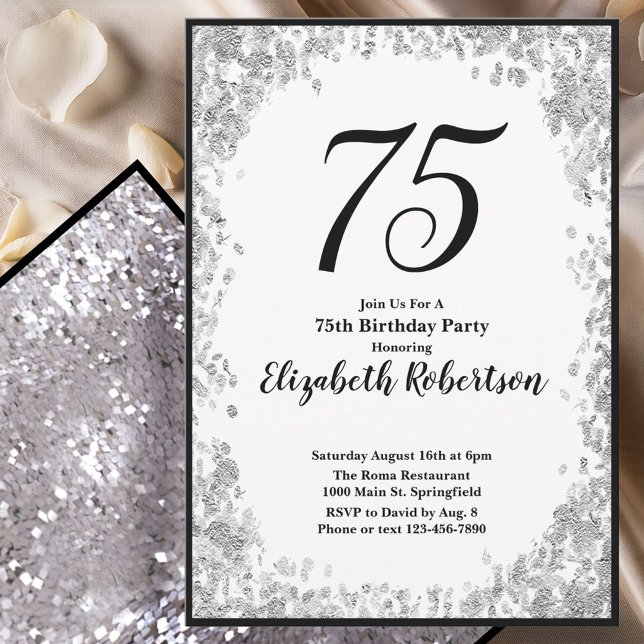 Invitation élégante pour ses 75 ans en argent pour (Créateur téléchargé)