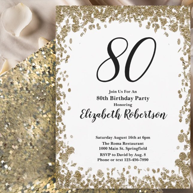 Invitation élégante pour ses 80 ans en or pour ell (Créateur téléchargé)