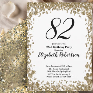Invitation élégante pour ses 82 ans en or pour ell