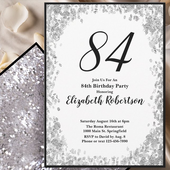 Invitation élégante pour ses 84 ans en argent pour (Créateur téléchargé)