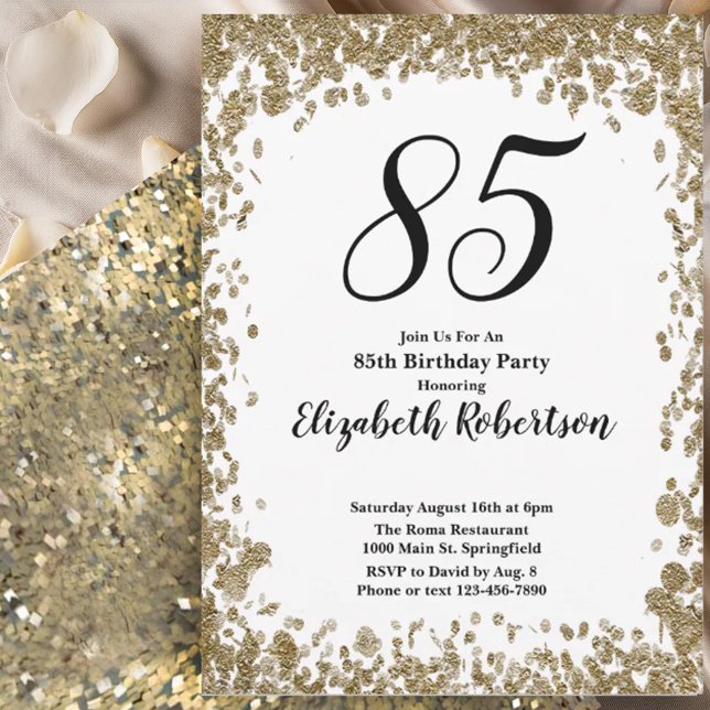 Invitation élégante pour ses 85 ans en or pour ell (Créateur téléchargé)