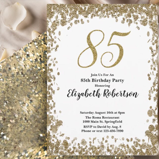 Invitation élégante pour ses 85 ans en or pour ell (Créateur téléchargé)