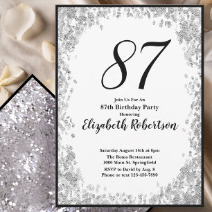 Invitation élégante pour ses 87 ans en argent pour