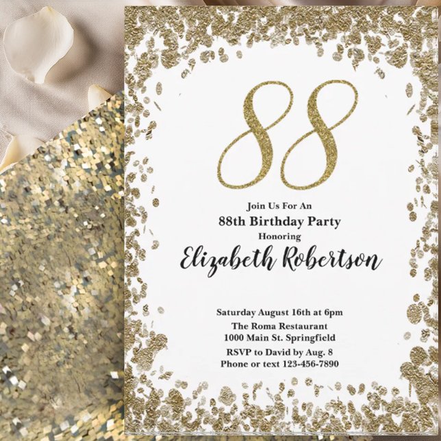 Invitation élégante pour ses 88 ans en or (Créateur téléchargé)