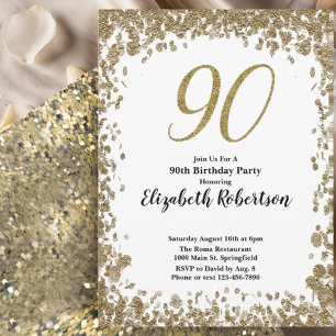 Invitation élégante pour ses 90 ans en or pour ell