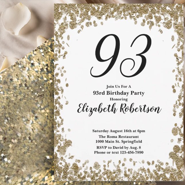 Invitation élégante pour ses 93 ans en or pour ell (Créateur téléchargé)