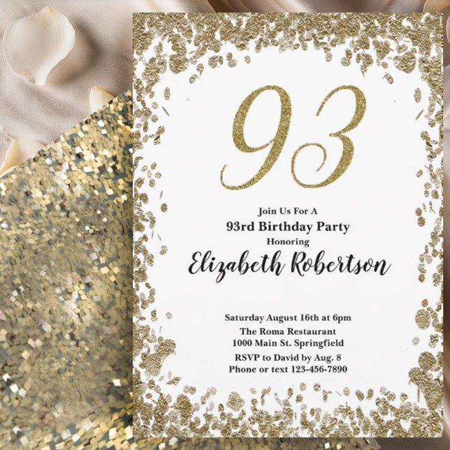 Invitation élégante pour ses 93 ans en or pour ell (Créateur téléchargé)
