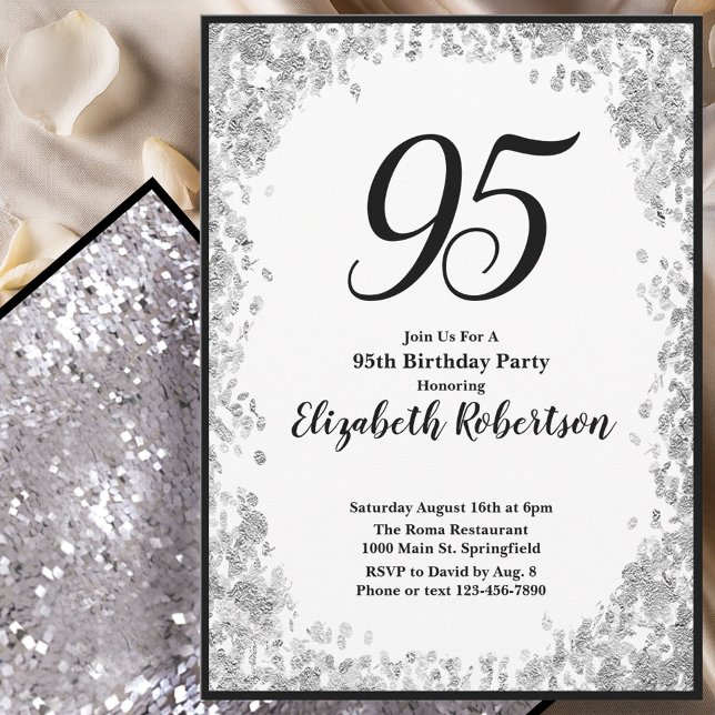 Invitation élégante pour ses 95 ans en argent (Créateur téléchargé)