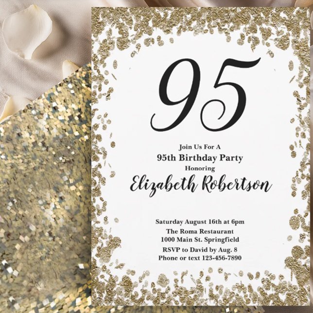 Invitation élégante pour ses 95 ans en or pour ell (Créateur téléchargé)