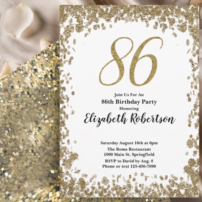 Invitation élégante pour son 86e anniversaire en o (Créateur téléchargé)
