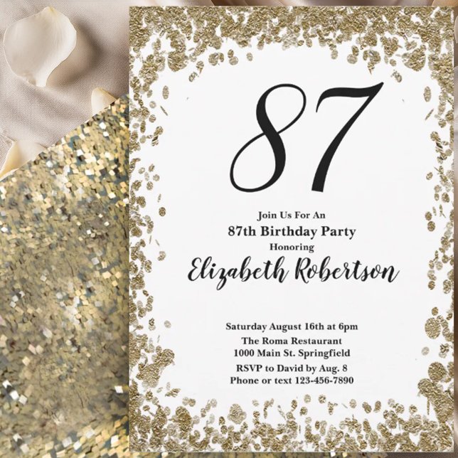Invitation élégante pour son 87e anniversaire en o (Créateur téléchargé)