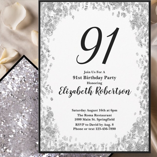Invitation élégante pour son 91e anniversaire en a (Créateur téléchargé)