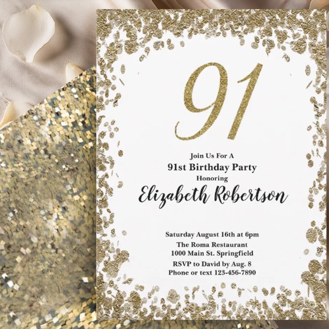 Invitation élégante pour son 91e anniversaire en o (Créateur téléchargé)