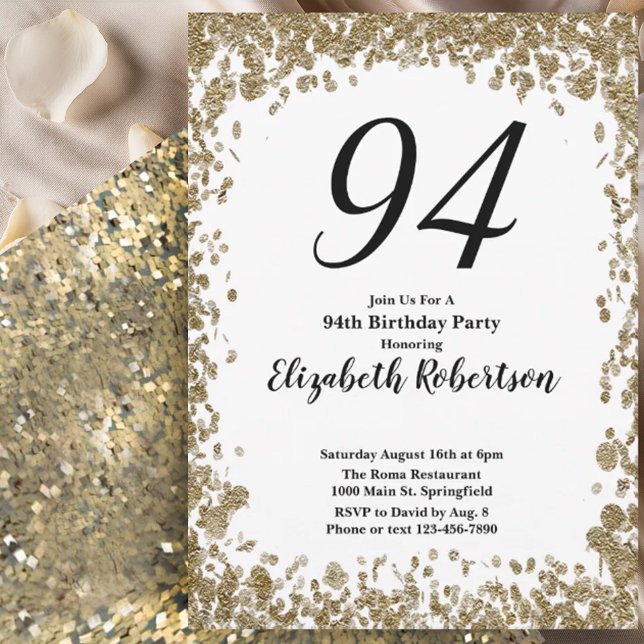 Invitation élégante pour son 94e anniversaire en o (Créateur téléchargé)