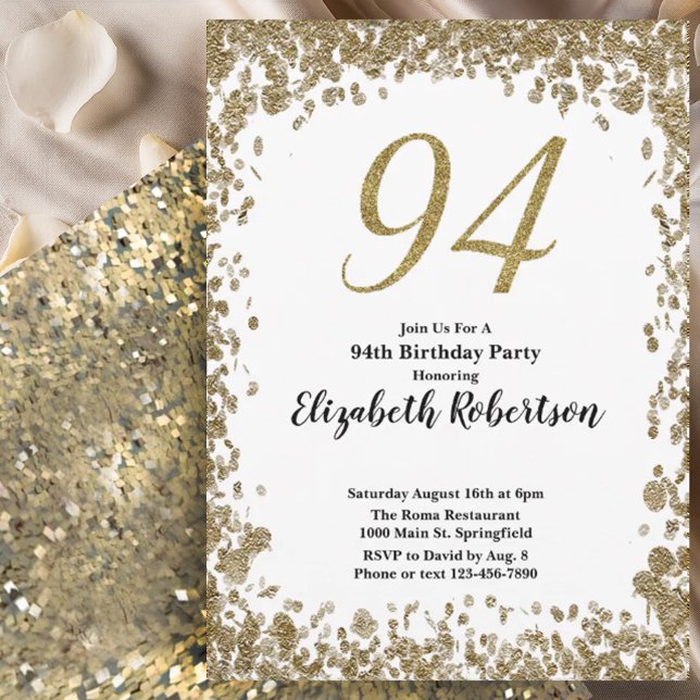 Invitation élégante pour son 94e anniversaire en o (Créateur téléchargé)
