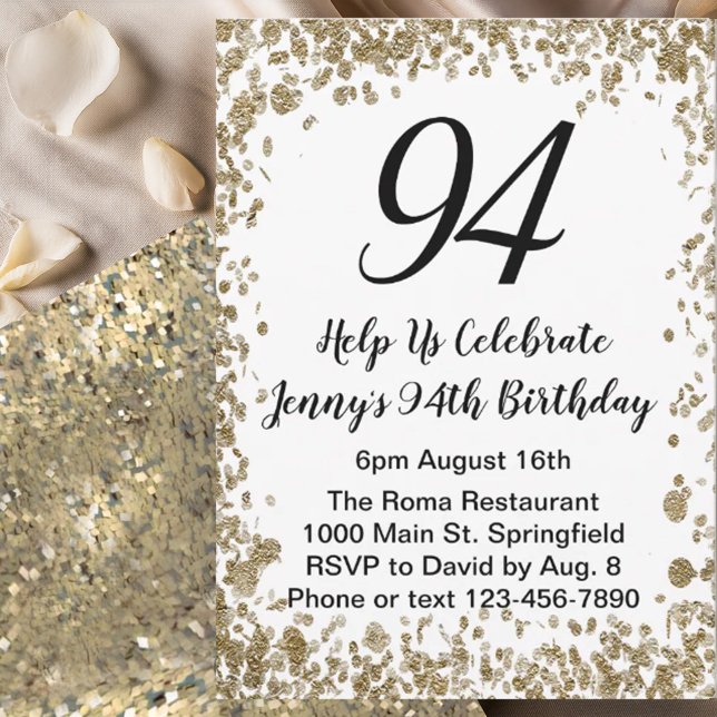 Invitation élégante pour son 94e anniversaire en o (Créateur téléchargé)