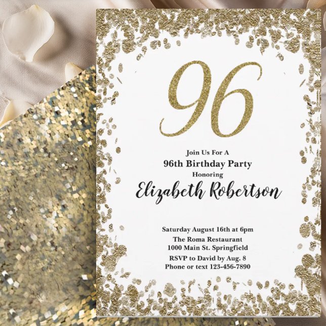 Invitation élégante pour son 96e anniversaire en o (Créateur téléchargé)