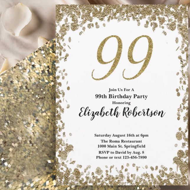 Invitation élégante pour son 99e anniversaire en o (Créateur téléchargé)