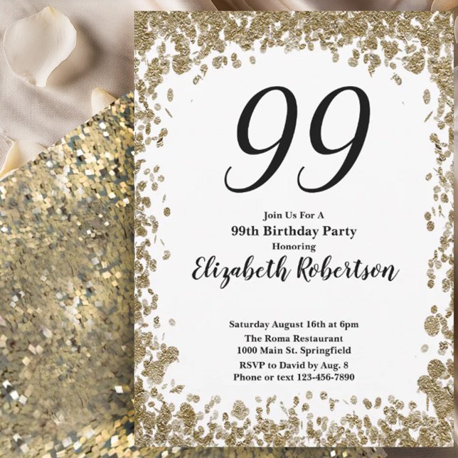 Invitation élégante pour son 99e anniversaire en o (Créateur téléchargé)
