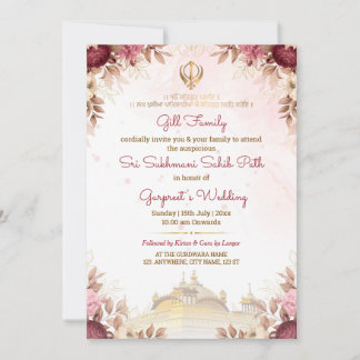 Invitation élégante pour Sri Sukhmani Sahib Path e