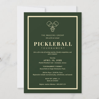 Invitation élégante pour tournoi de Pickleball